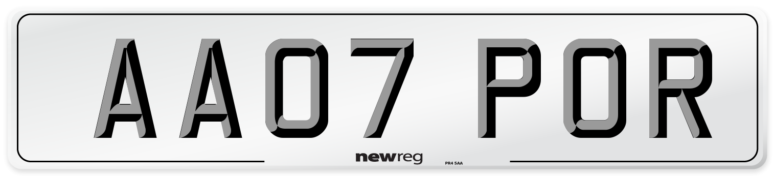 AA07 POR Number Plate from New Reg